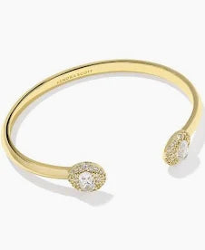 KENDRA SCOTT BELLA CUFF BRACELET GOLD WHITE CZ S/M