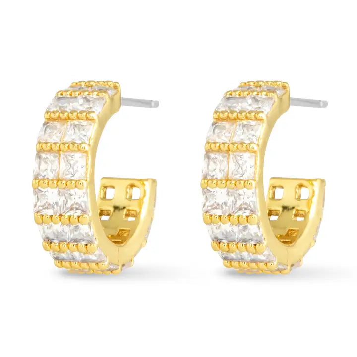 Amanda Blu Gold Cz Double Wide Hoop Earrings