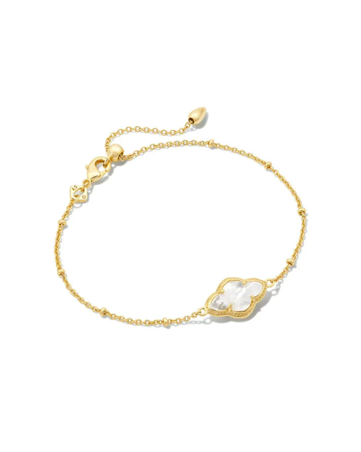 KENDRA SCOTT ABBIE SATELLITE CHAIN BRACELET GOLD IVORY MOTHER OF PEARL