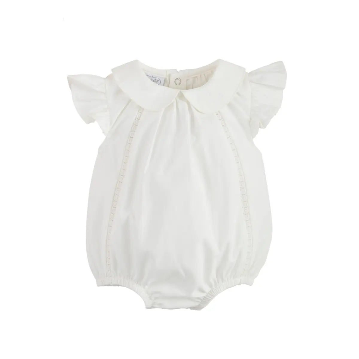 MUD PIE WHITE COLLARED POPLIN BABY BUBBLE-0-3 MONTHS