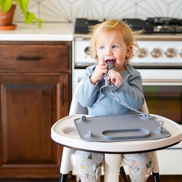 Busy Baby Teether & Training Spoon-Pewter