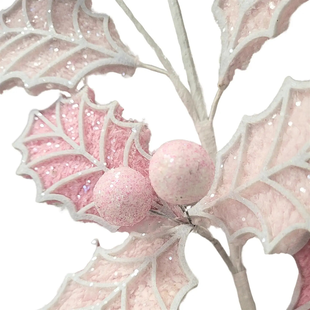 David Christopher's Passionate Pink Velvet Holly Spray 30”