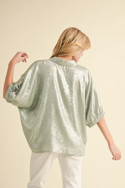 Jodifl Metallic 1/2 Dolman Sleeves Top
