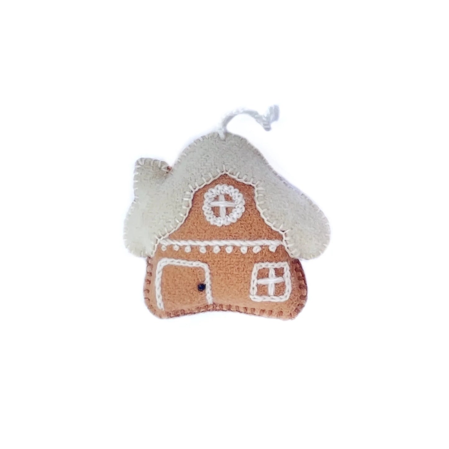 Ornaments 4 Orphans Gingerbread House Ornament, Embroidered Wool