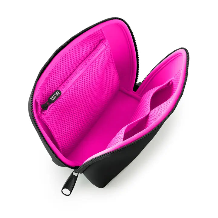 Kusshi Neoprene Makeup Bag-Black/Pink
