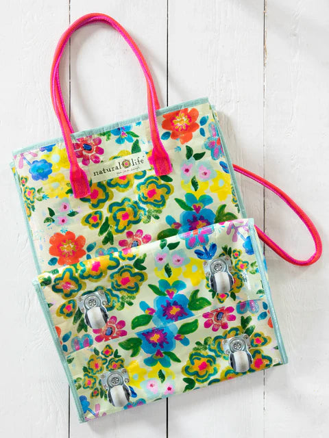 Natural Life Rolling Tote Bag-Floral Garden