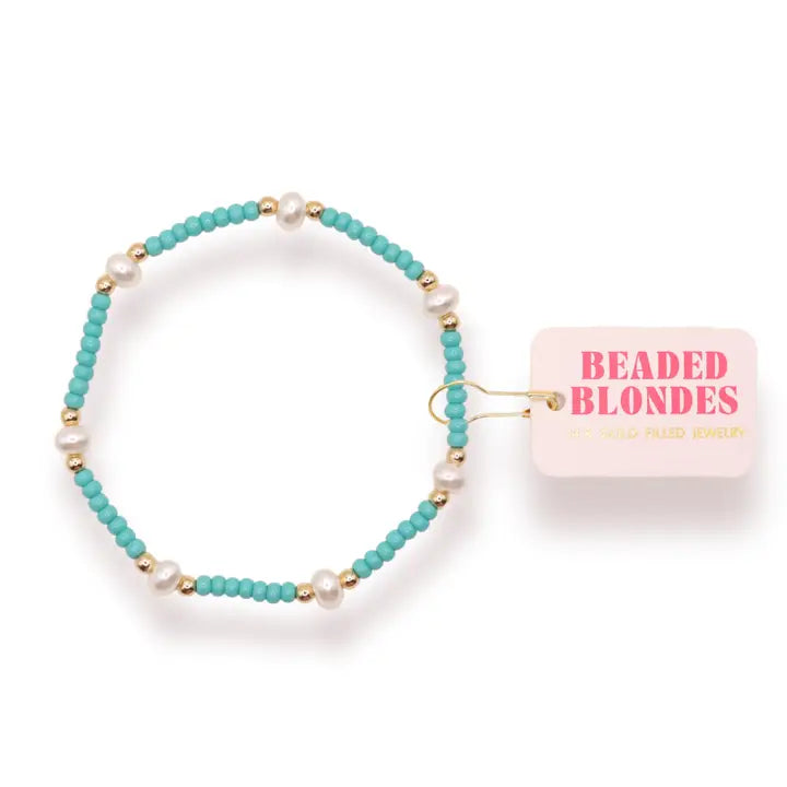 Beaded Blondes Turquoise Pearl Bracelet