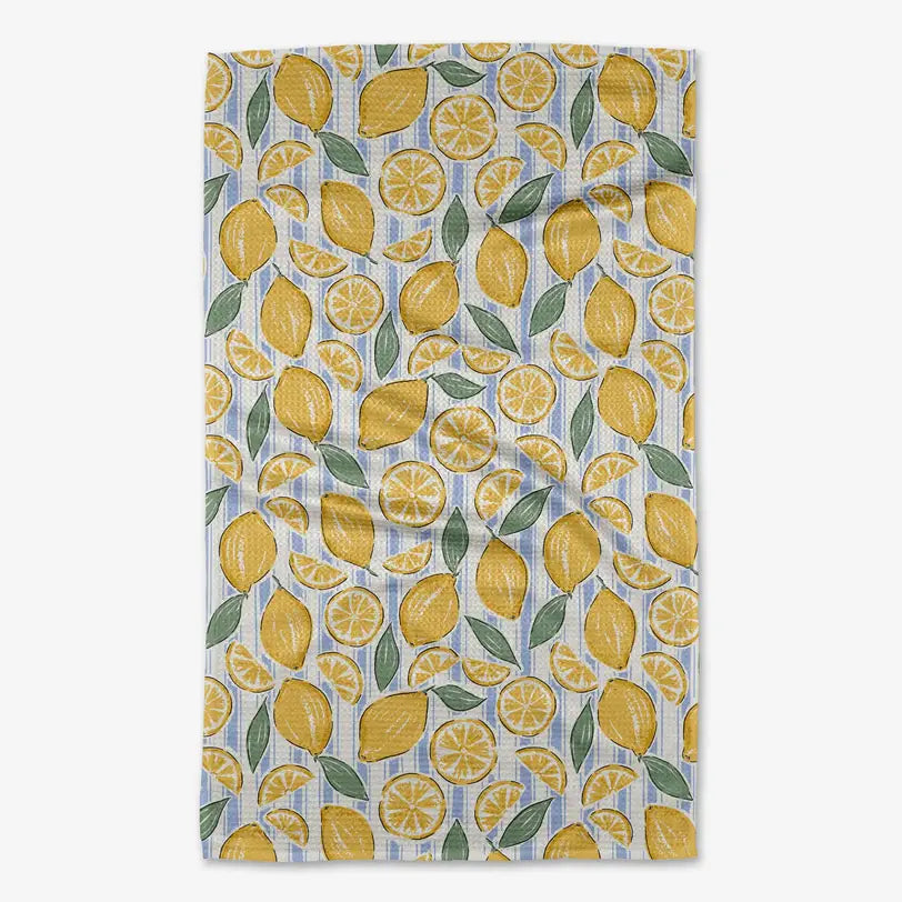 Geometry Sour Lemon Stripes Tea Towel