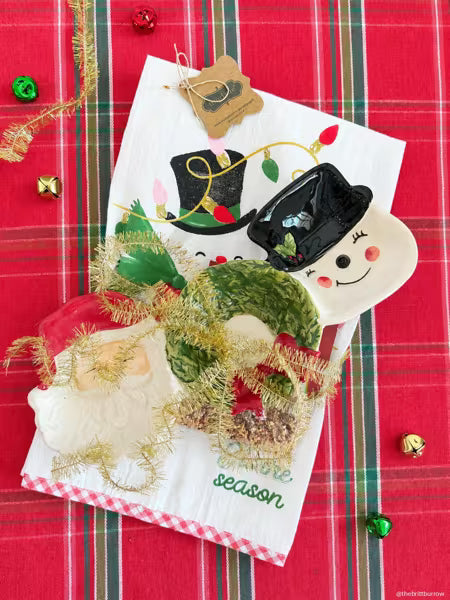 MUD PIE SNOWMAN 'TIS THE SEASON CHRISTMAS TOWEL