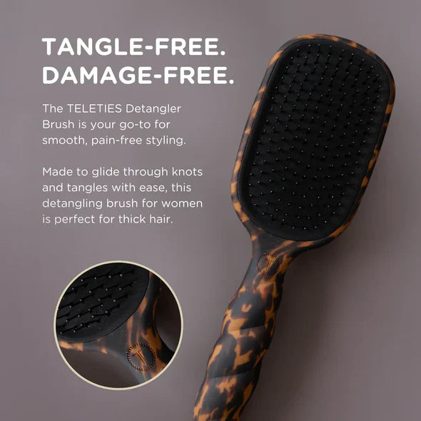 Detangler Hair Brush - Tortoise - Thick Hair | Teleties