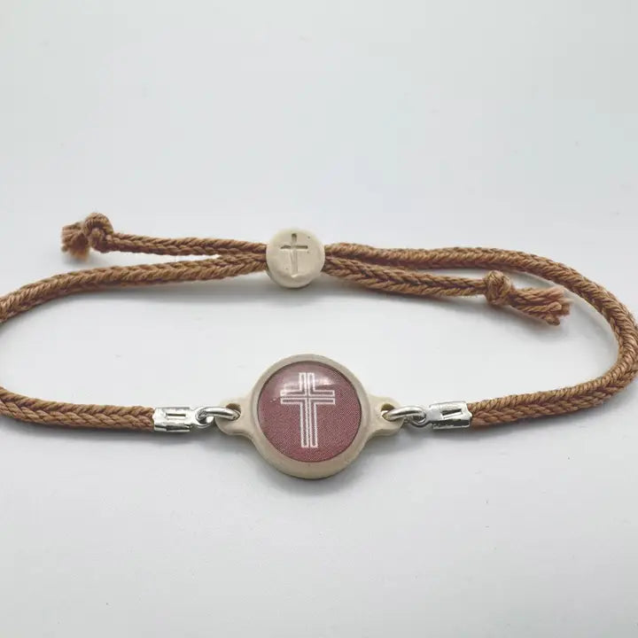 Versible Tap To Pray™ - Survivor Series Handmade Bracelets-Mocha + Cross