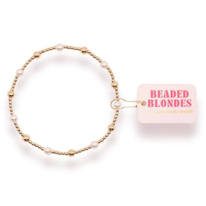 Beaded Blondes June Pearl + Gold Alternating Bracelet