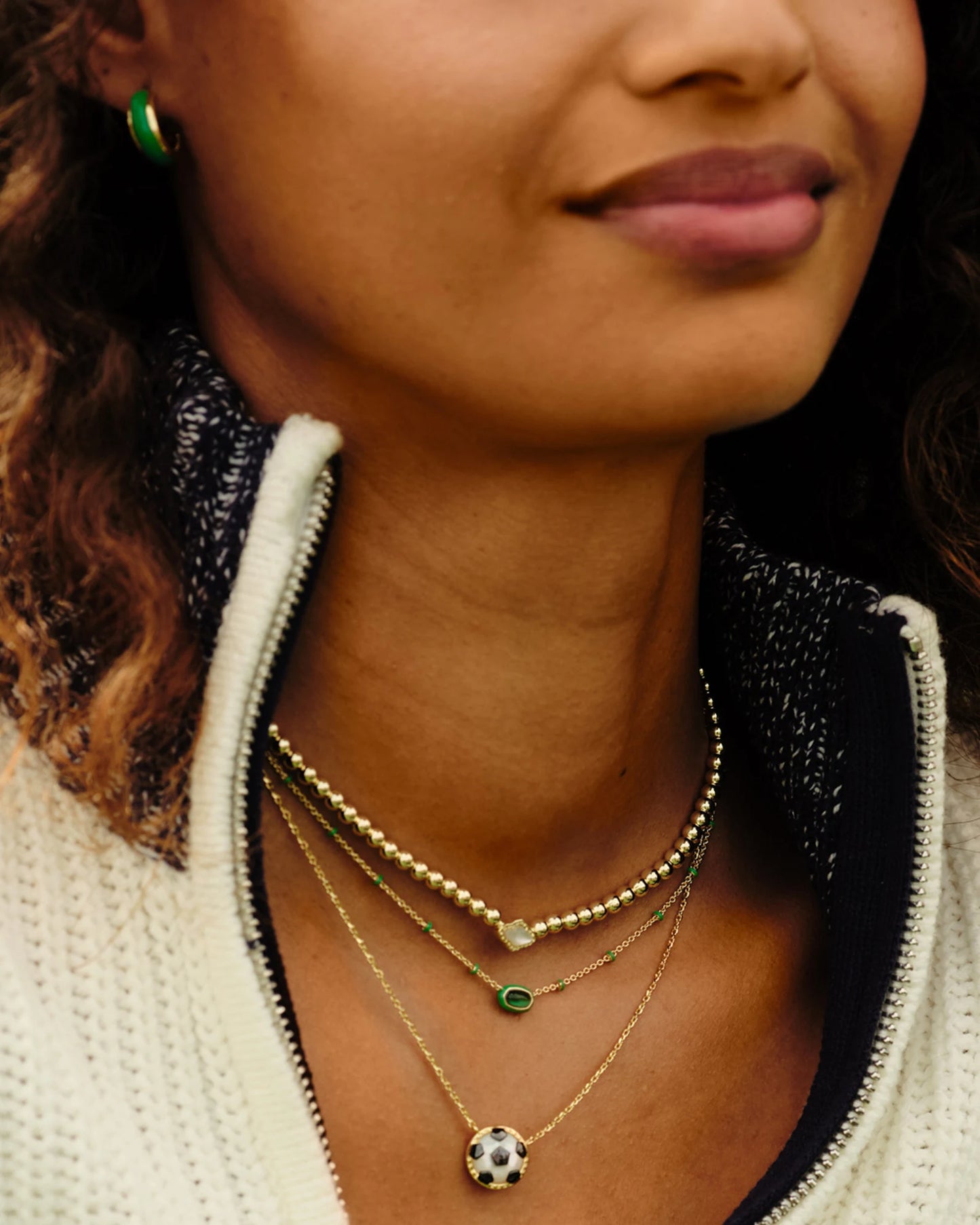Kendra Scott Ainsley Gold Huggie Earrings in Green Enamel
