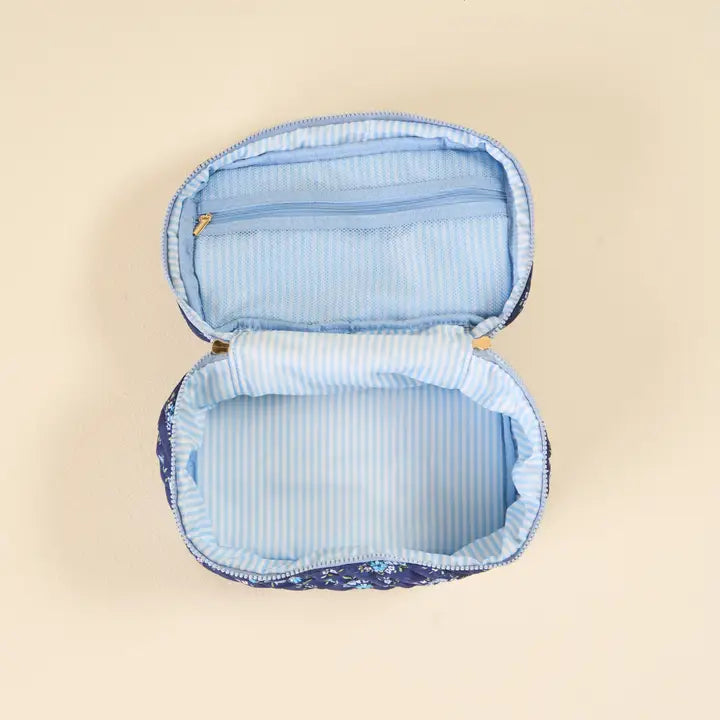 The Darling Effect Glam & Go Quilted Cosmetic Bag-Endless Daydream Navy