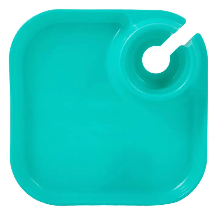 Fancy Panz Reusable Party Plates w/ Beverage Holder - Set of 4 - Aqua