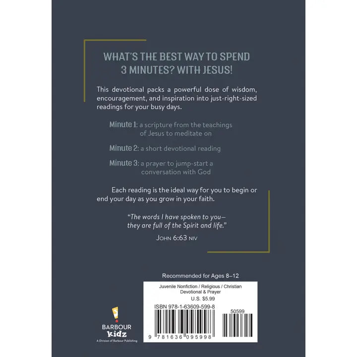 Barbour Publishing, Inc. 3 Minutes with Jesus: 180 Devotions For Boys