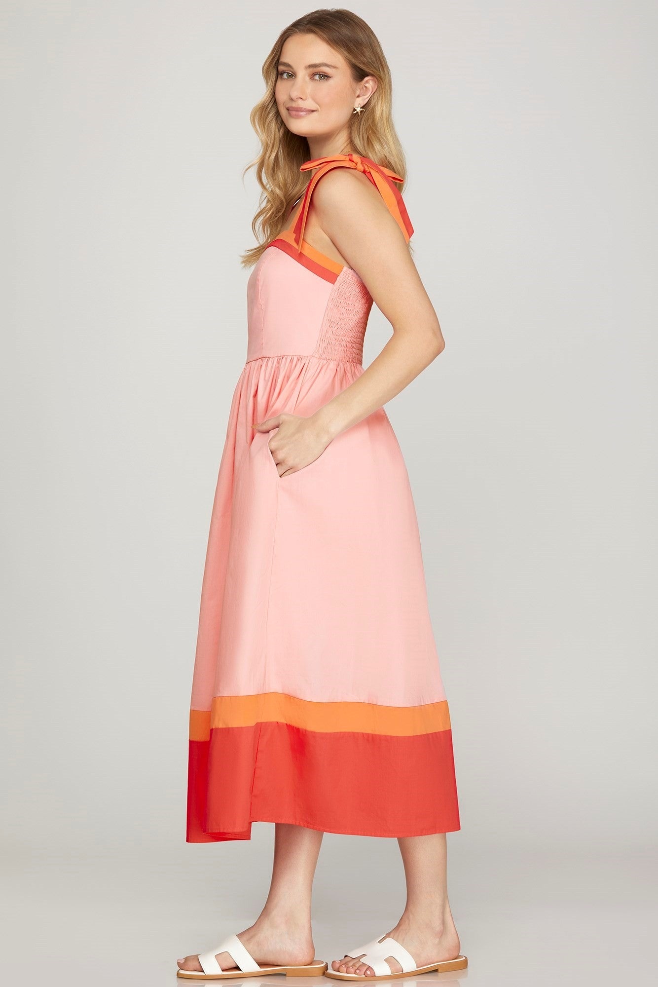 She + Sky Color Block Tube Midi Dress
