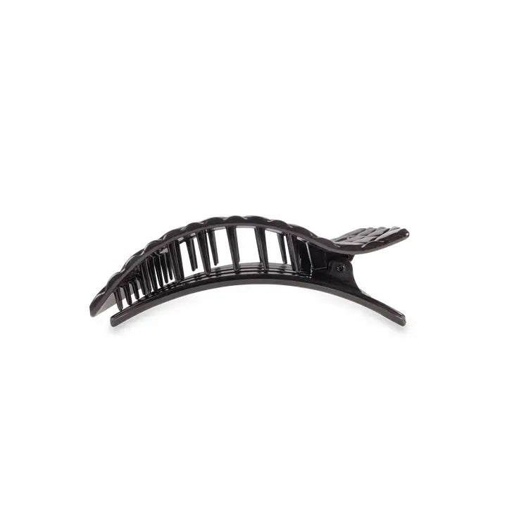 Teleties Flat Rectangle Hair Clip | Small | Jet Black Quilted