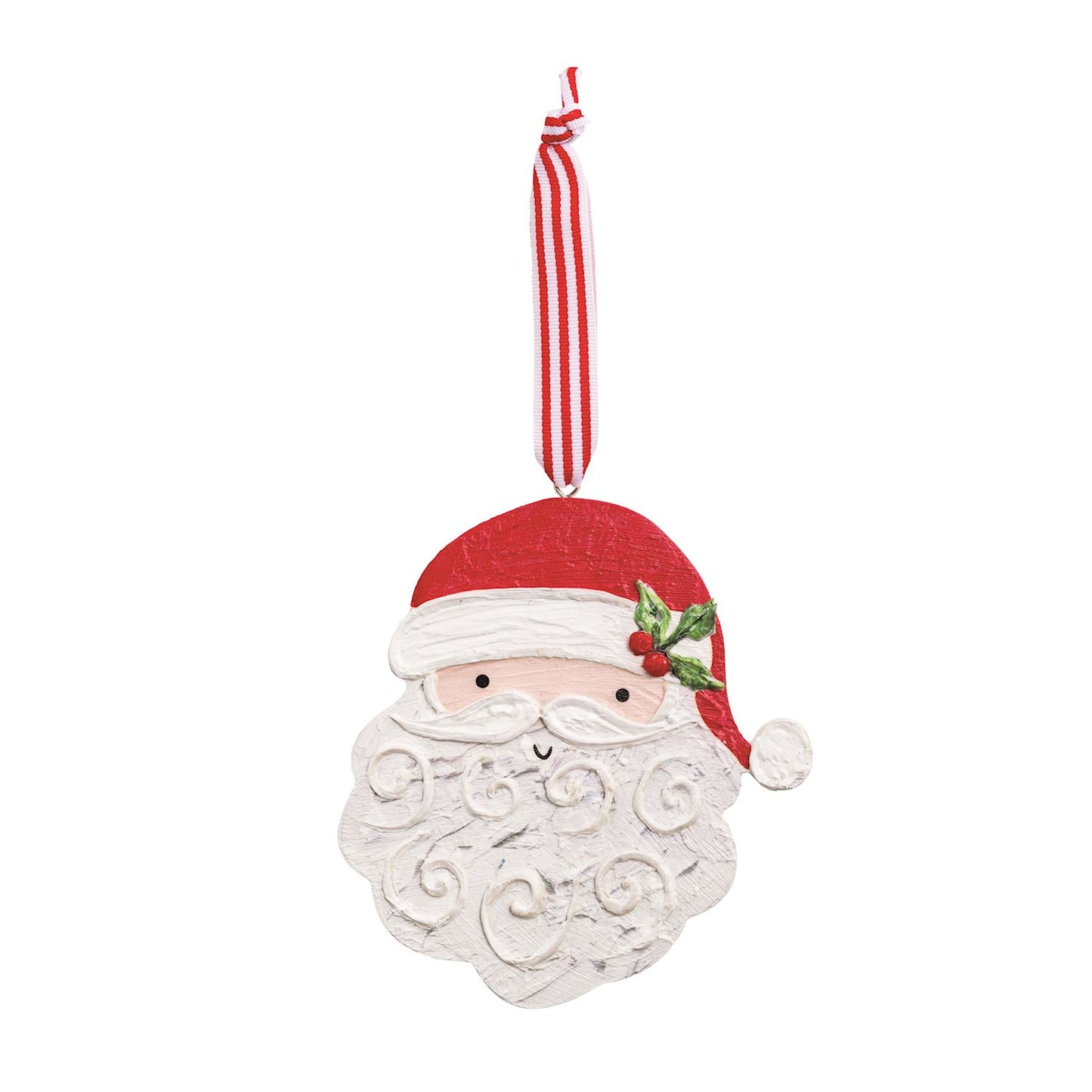 Mud Pie  Santa Painted Wood Ornament