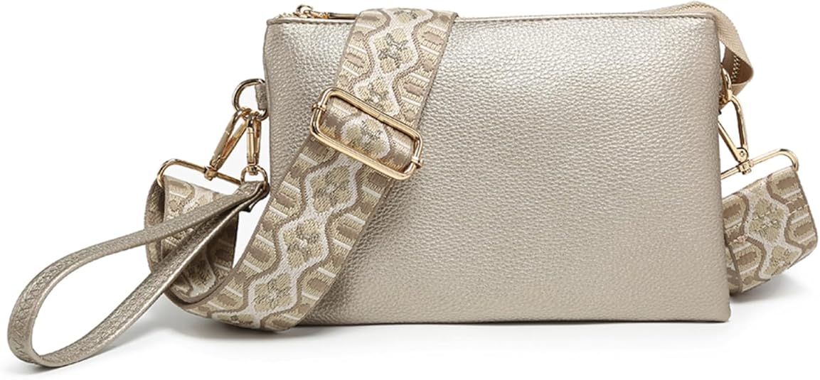 JEN & CO. Izzy Vegan Crossbodyr Handbag with Guitar Strap-LGD