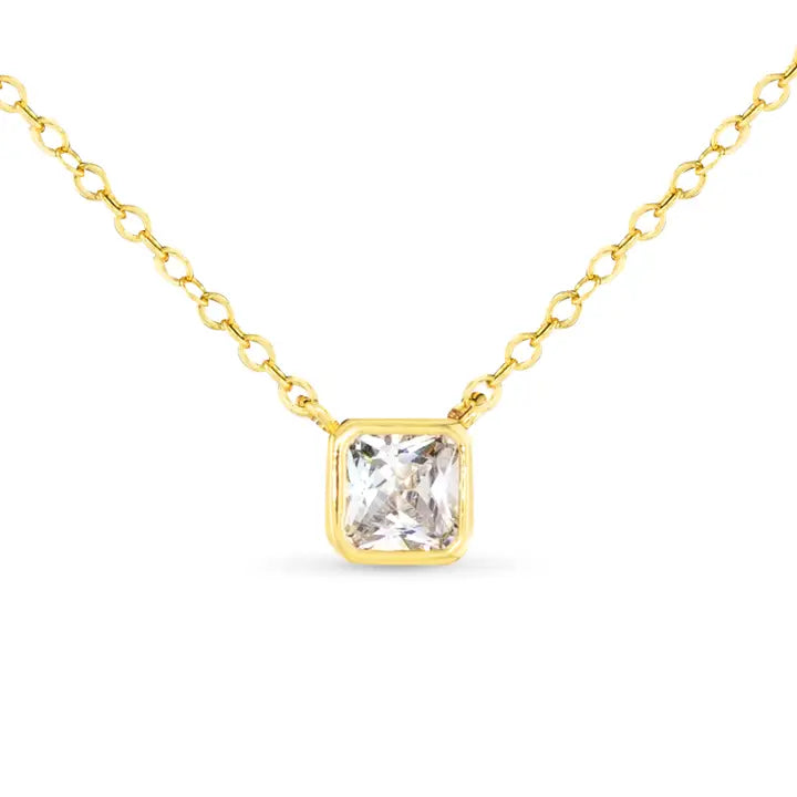Amanda Blu Bezel Cut Square Gold Necklace