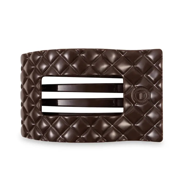 Teleties Flat Rectangle Hair Clip | Large | Truly Taupe Quilted