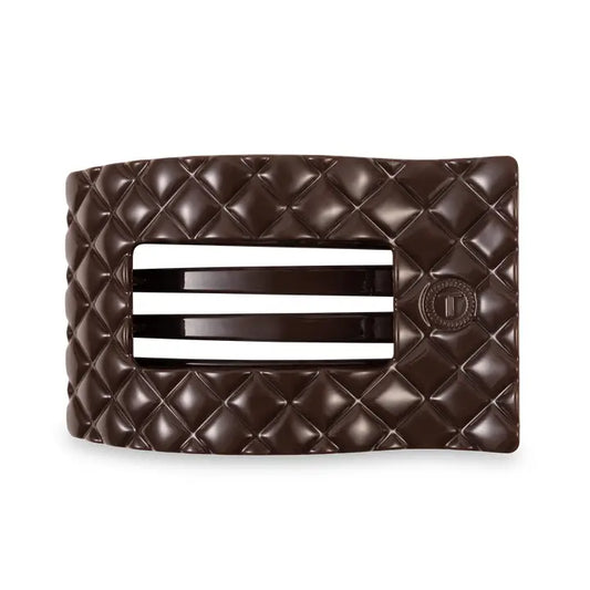 Teleties Flat Rectangle Hair Clip | Large | Truly Taupe Quilted