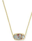 KENDRA SCOTT ELISA USA SHORT PENDANT NECKLACE GOLD RED WHITE BLUE STAR ILLUSION
