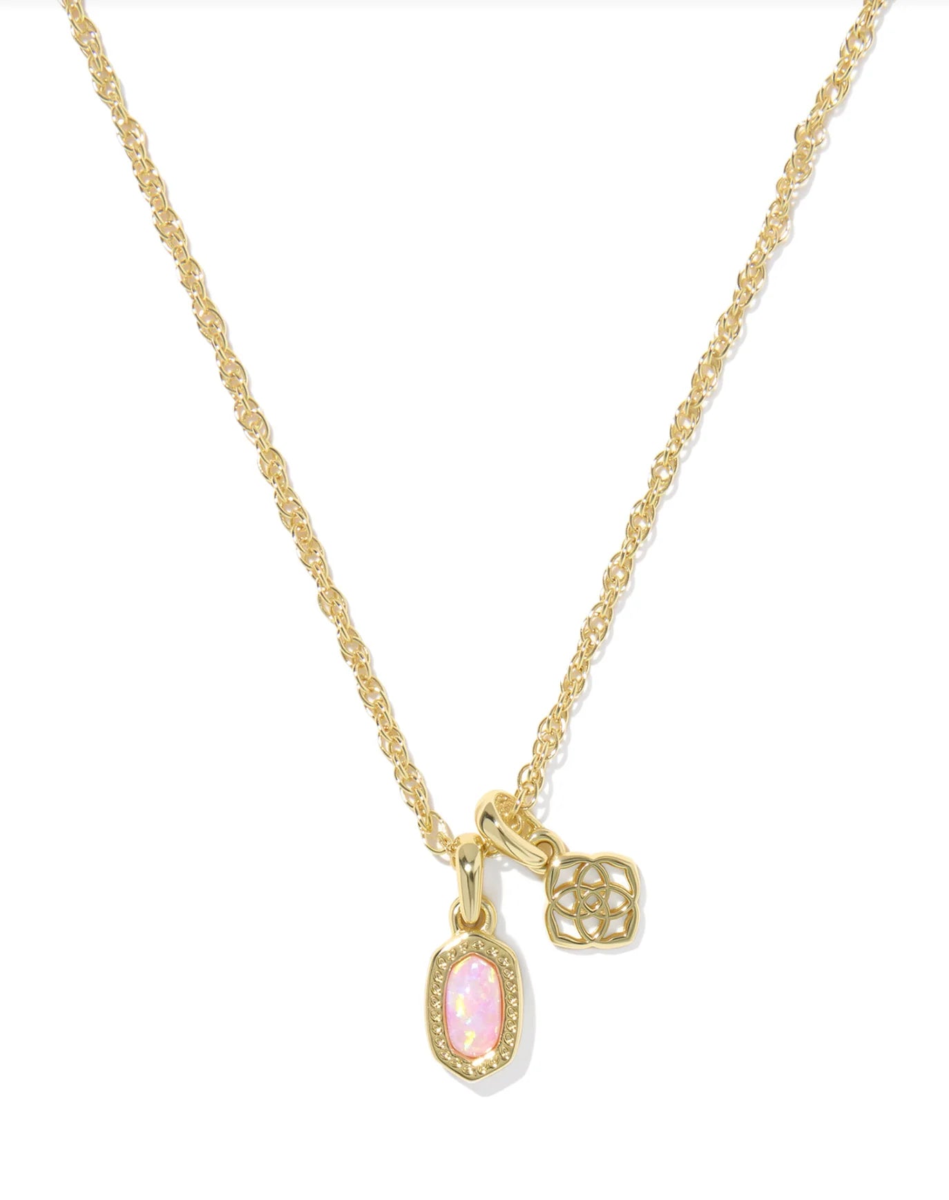 KENDRA SCOTT MINI ELISA DIRA NECKLACE GOLD LIGHT PINK LAB GROWN OPAL