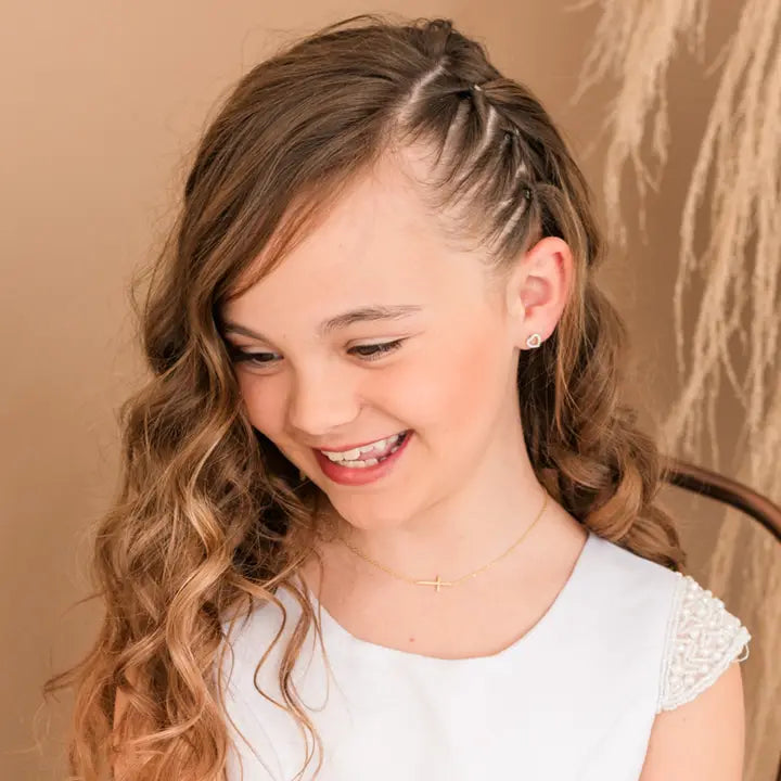 Cherished Moments 14K Gold-Plated Girls Horizontal Cross Necklace Kids & Women