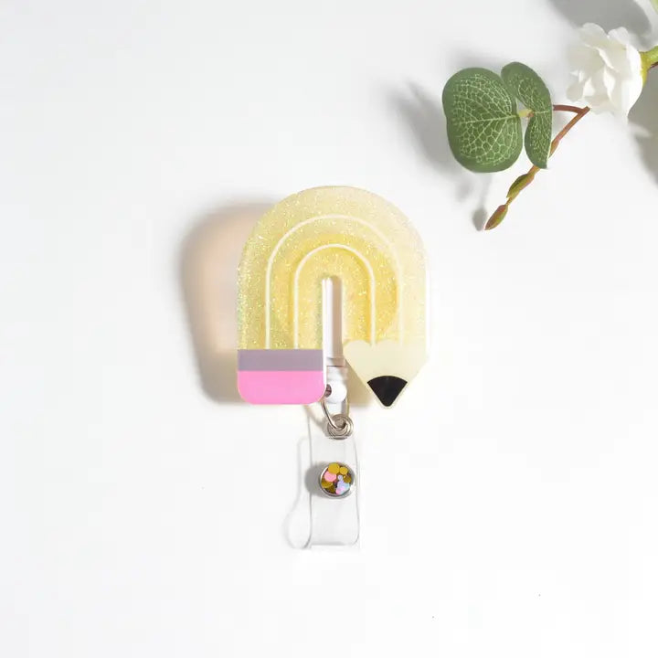 Outside the Box, LLC Glitterific Badge Reel Pencil