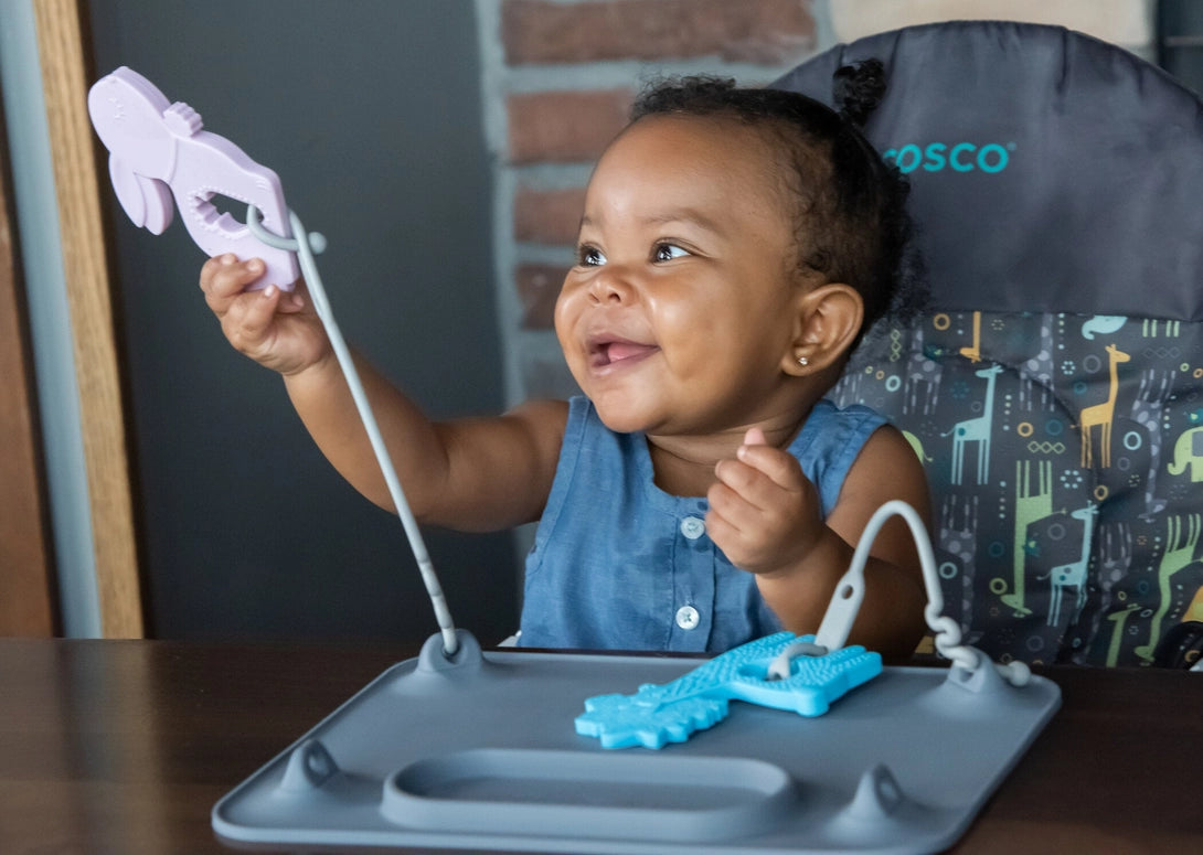 Busy Baby Silicone Placemat - 4 Tether Version- Pewter