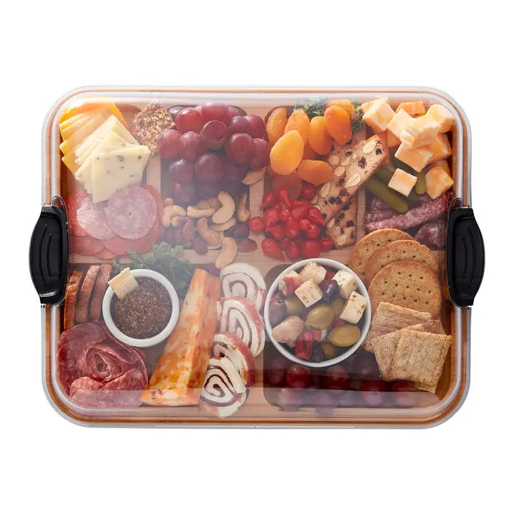 Lifetime Brands 11x14 Bamboo 6 Slot Charcuterie Board-Black