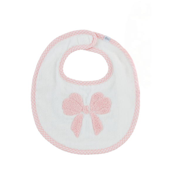 MUD PIE BOUCLE BOW APPLIQUE TERRY BIB