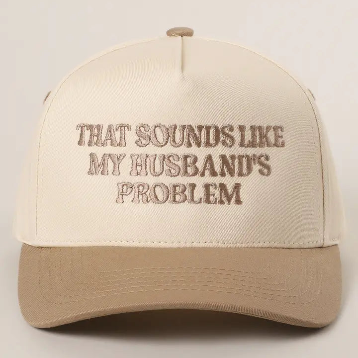 That Sounds Like..Embroidered Two-Tone Trucker Hat-Beige