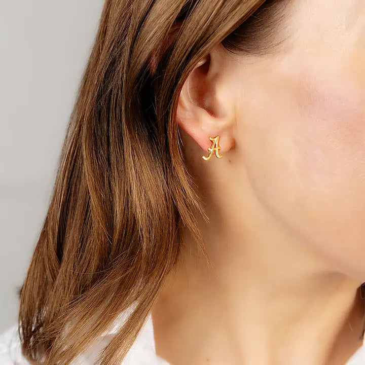 Canvas Style Alabama Crimson Tide 24K Gold Plated Stud Earrings