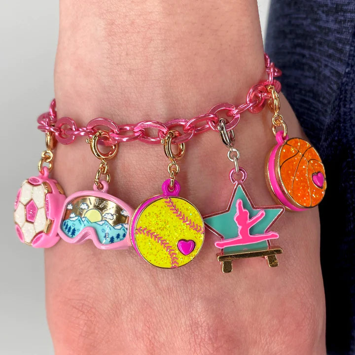 Charm it! Gold Glitter Softball Charm