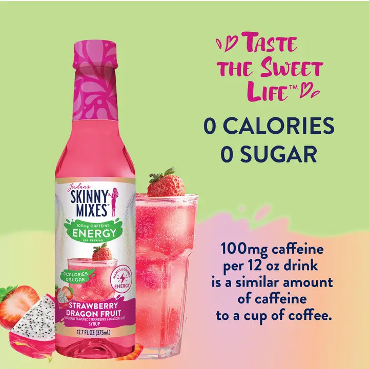 Jordan's Skinny Mixes Sugar Free Strawberry Dragon Fruit Energy Syrup