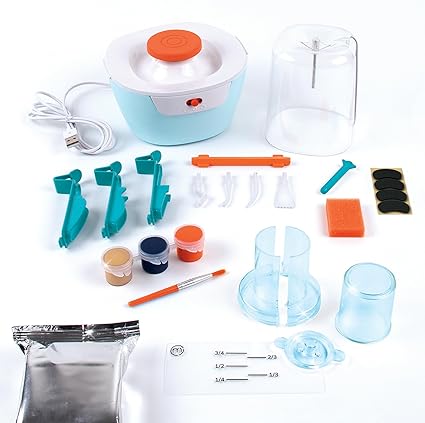 Make It Real: Mini Pottery Studio - 26 pcs DIY Pottery Kit, Mess Free Air Dry Clay, 10 Projects, Tweens, Girls & Kids Ages 8+