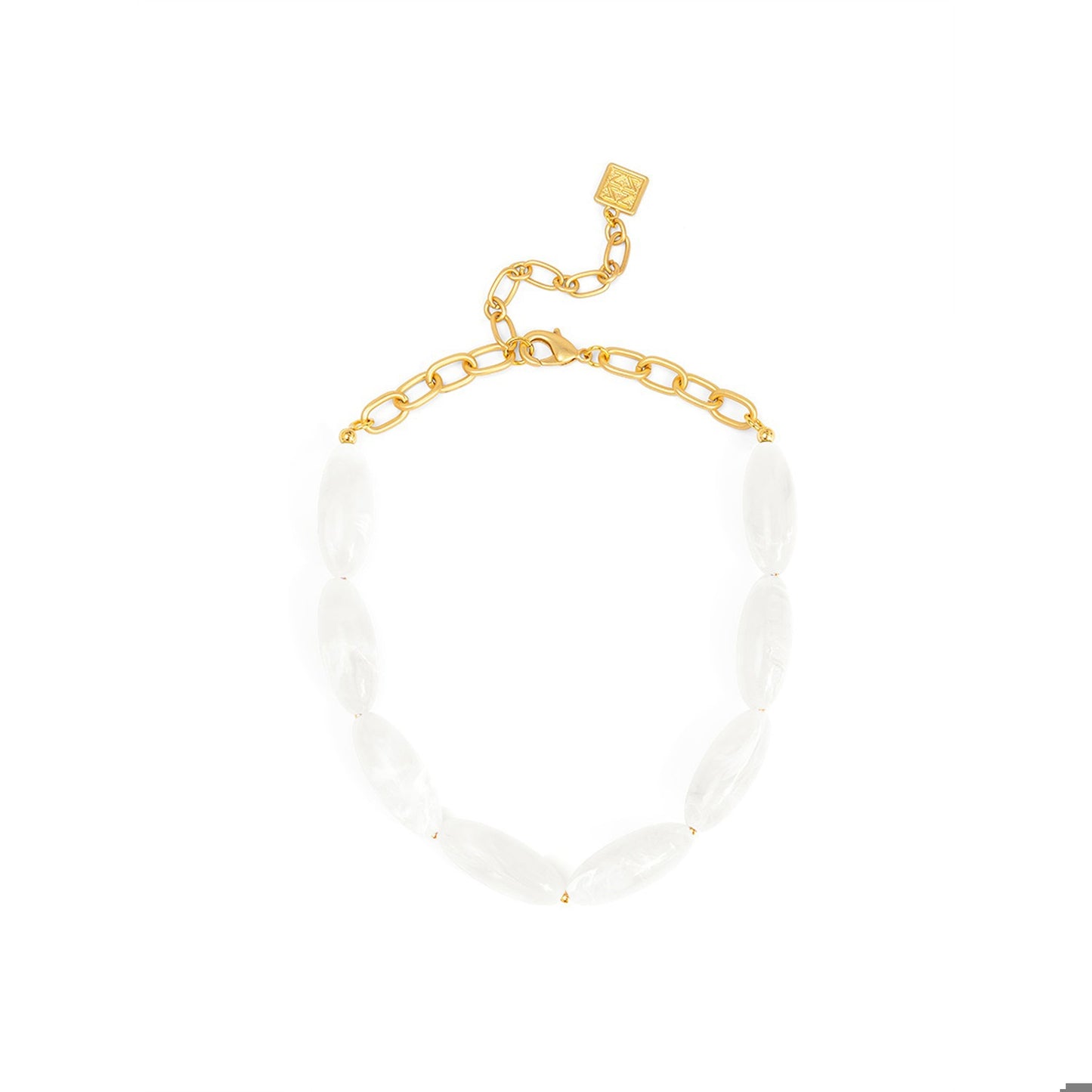 ZENZII Glossy Resin Collar Necklace-White