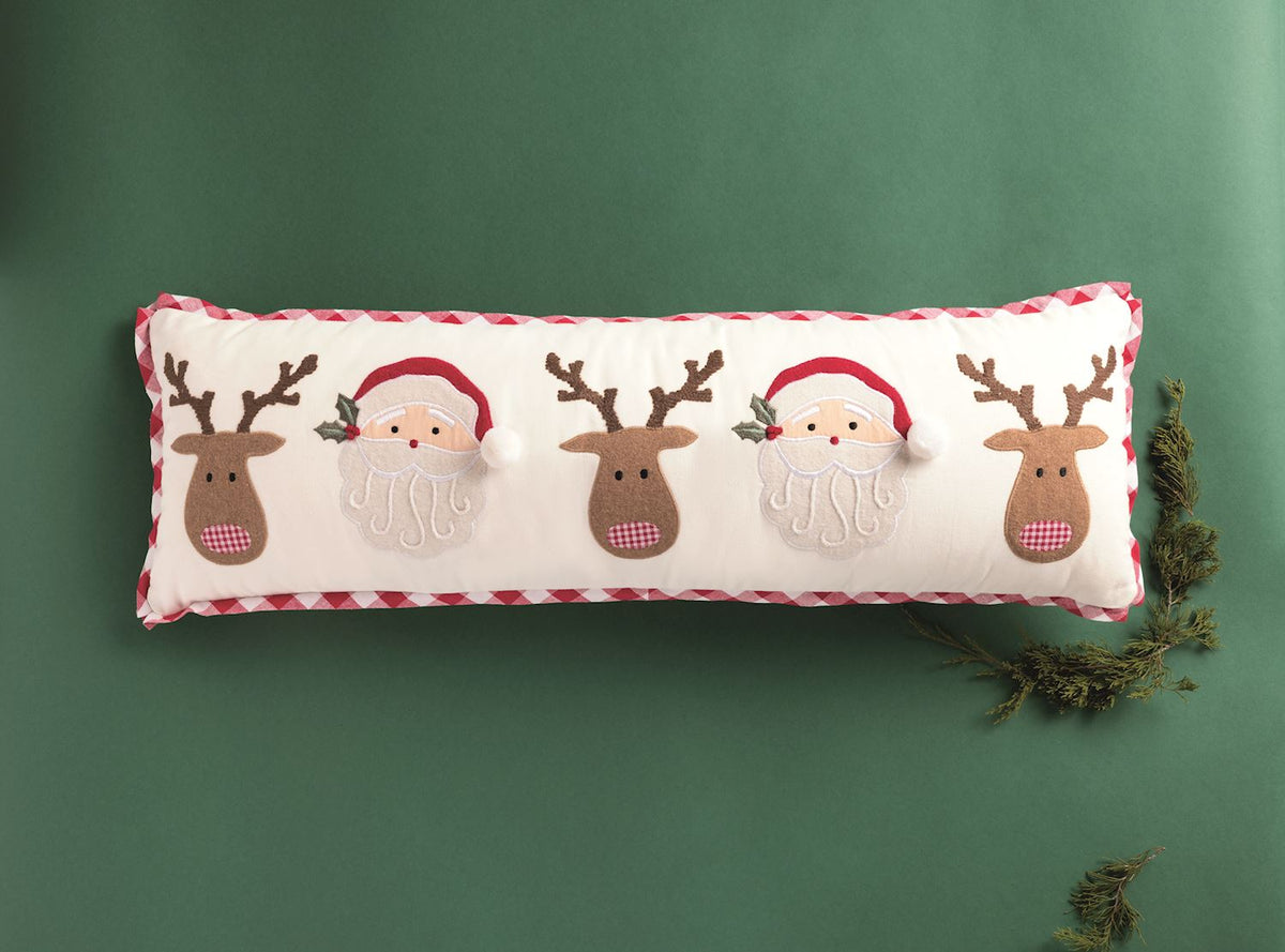MUD PIE CHRISTMAS GINGHAM TRIM PILLOW