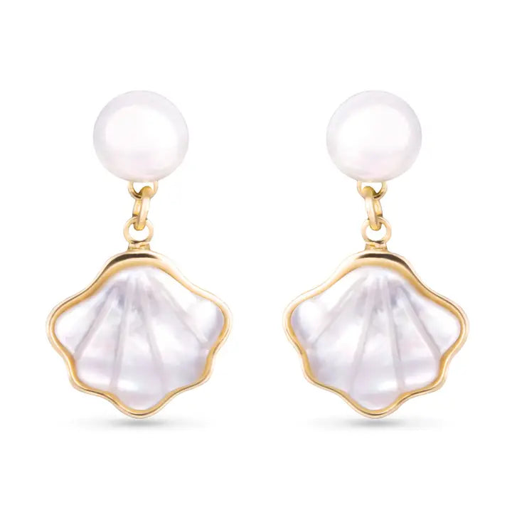 Amanda Blu Mother of Pearl Shell Earrings - Gold