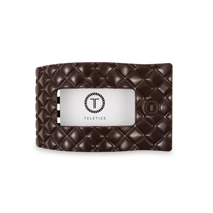 Teleties Flat Rectangle Hair Clip | Medium | Truly Taupe Quilted