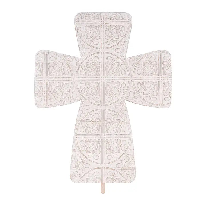 Glory Haus Embossed White Cross Topper