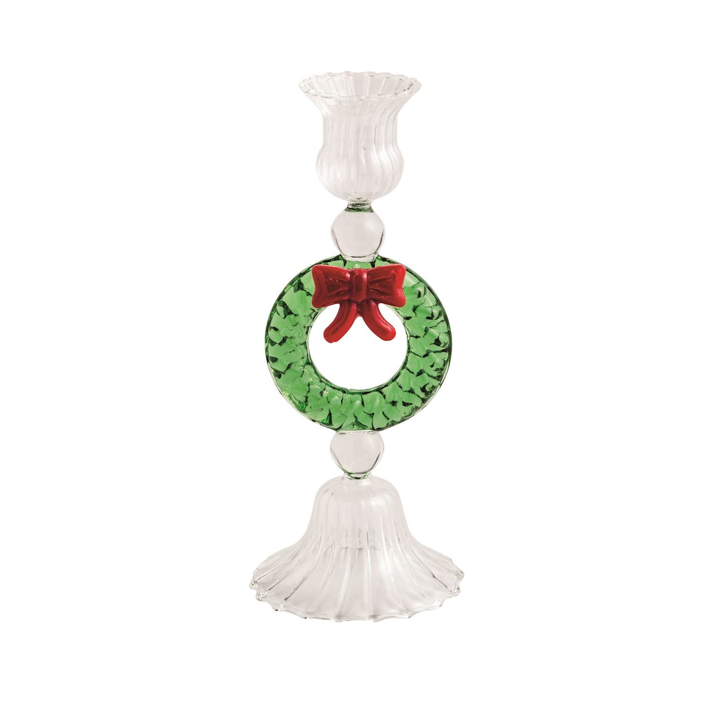 MUD PIE WREATH GLASS TAPER HOLDER