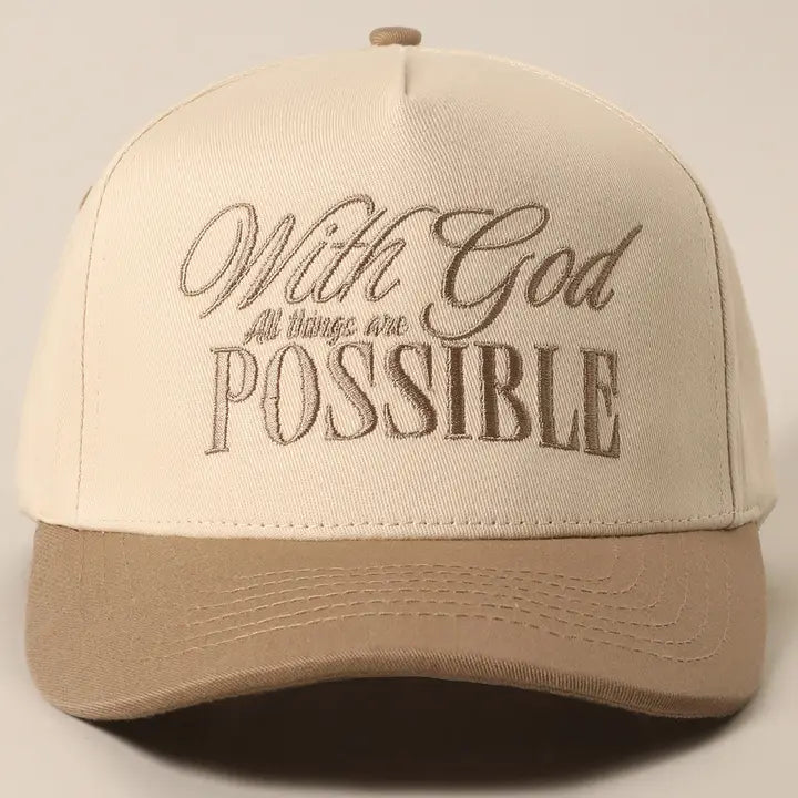 With God All Possible Embroidery Baseball Cap