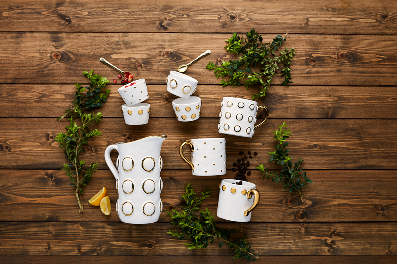 MUD PIE GOLD RING BEAD PITCHER