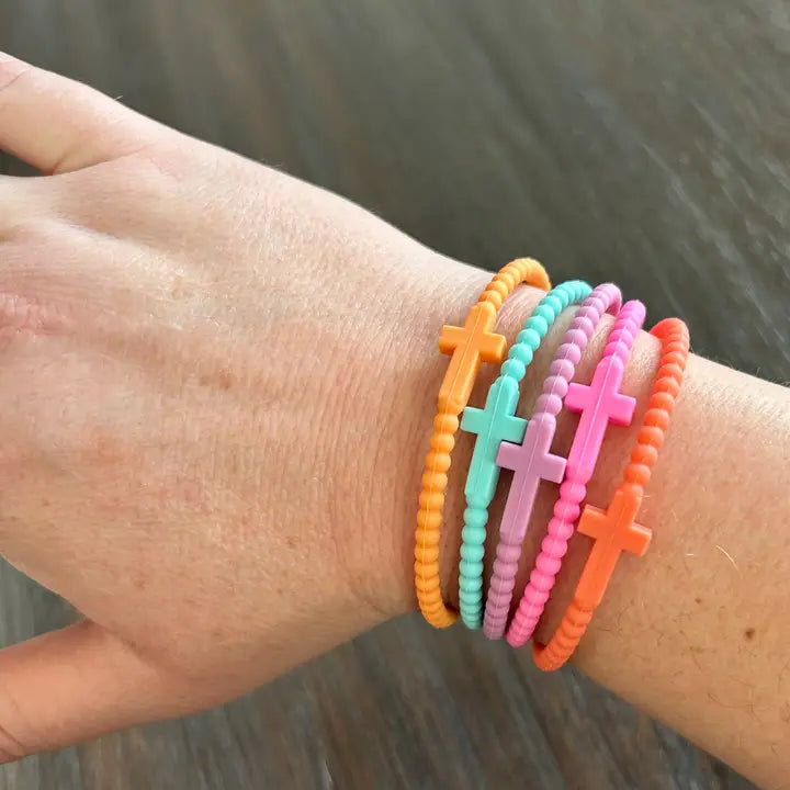 Silicone Cross Bracelet Set of 5-Pastels