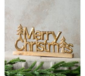 pD HOME WOOD + GOLD. MERRY CHRISTMAS TABLETOP