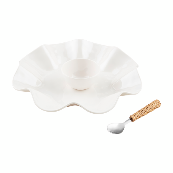 MUD PIE RUFFLED MELAMINE CHIP & DIP SET